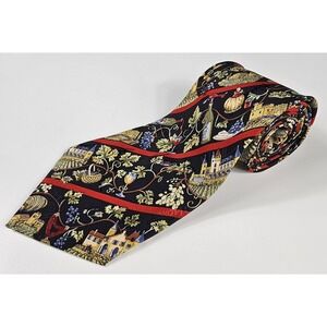 Nicole Miller Tie Wine Grapes Glass Vineyard Black‎ 59"x4" NWT